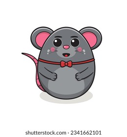 cute mouse vector cartoon character, mouse cartoon character, cute animal character, round shape animal character, animal mascot
