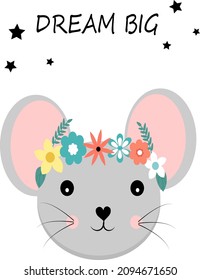 cute mouse vector illustration, nursery poster
