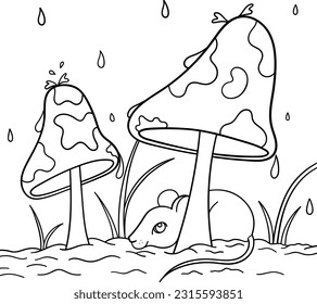 Cute mouse vector illustration, outline colour