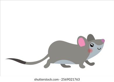 Cute mouse. Vector simple color flat illustration.