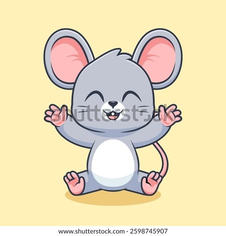 Cute Mouse Waving Hand Cartoon Vector Icon Illustration. Animal Nature Icon Concept Isolated Premium Vector. Flat Cartoon Style