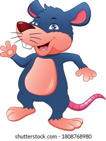 cute mouse waving on a white background