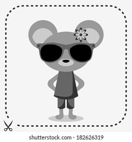 Cute mouse wearing clothes and sunglasses