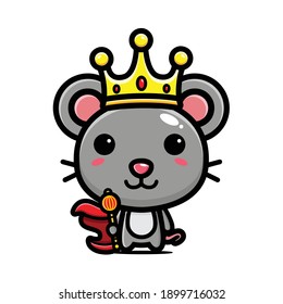 cute mouse wearing king costume