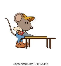 Cute mouse worker cartoon