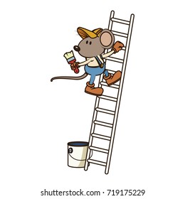 Cute mouse worker cartoon