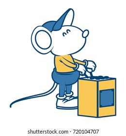 Cute mouse worker cartoon