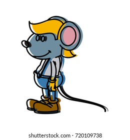 Cute mouse worker cartoon