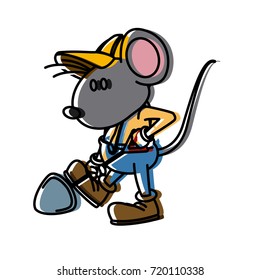 Cute mouse worker cartoon