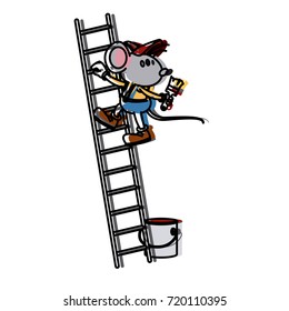 Cute mouse worker cartoon