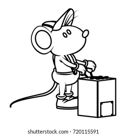 Cute mouse worker cartoon