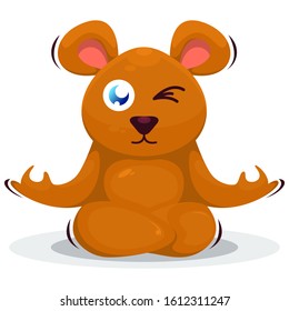 Cute mouse yoga mascot cartoon