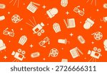 Cute movie cinema pattern background vector design