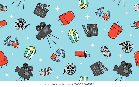 Cute movie cinema pattern background vector design