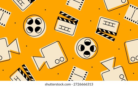Diseño lindo del Vector del fondo del patrón del cine de la película