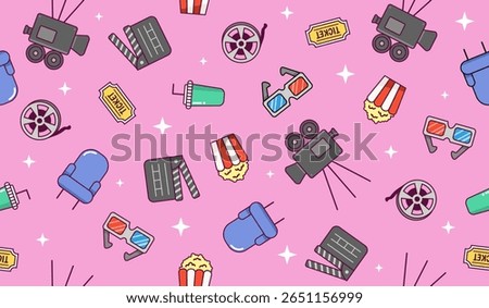 Cute movie cinema pattern background vector design