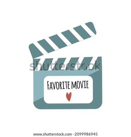 Cute movie industry clapperboard with text Favorite movie, flat vector illustration 