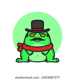 Cute Mr Frog Wearing Hat Vector Illustration