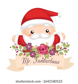 Cute Mr Santa Claus Costume Christmas Celebration Illustration Clipart Cartoon Decoration Background