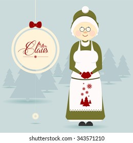 Cute Mrs. Claus Christmas Character. Christmas vector illustration