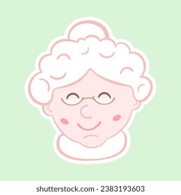 Cute Mrs. Claus wife of Santa Claus sticker. Icon or sticker for scrapbook