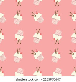 Cute muffin pattern vector illstration