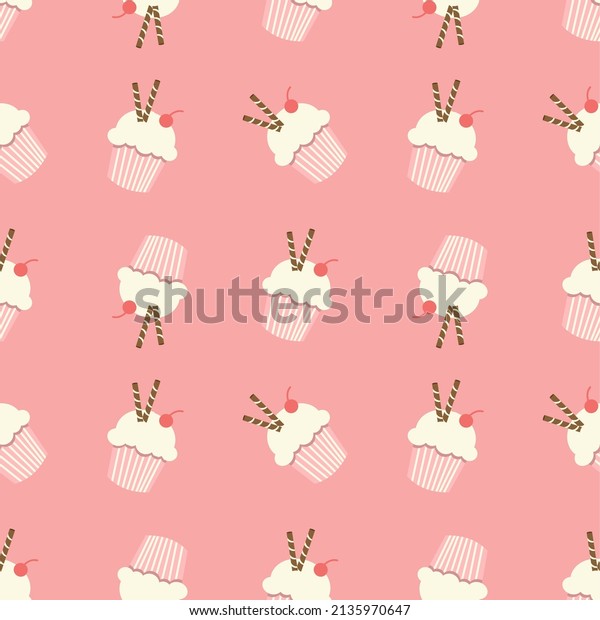 Cute Muffin Pattern Vector Illstration Stock Vector Royalty Free Shutterstock