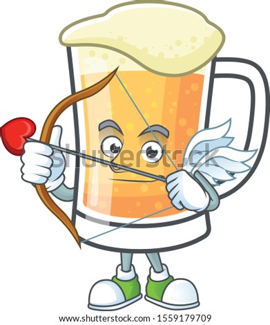 Cute mug of beer with cupid mascot.