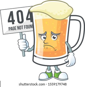Cute mug of beer with pouting bring board mascot.