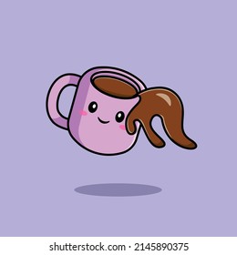 Cute Mug With Coffee Cartoon Vector Icon Illustration. Food Icon Concept Isolated Premium Vector.