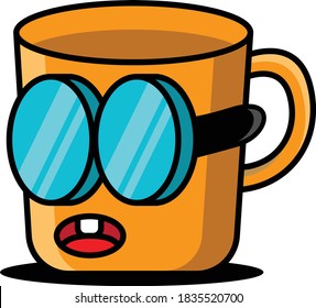 cute mug with glasses vector ilustration