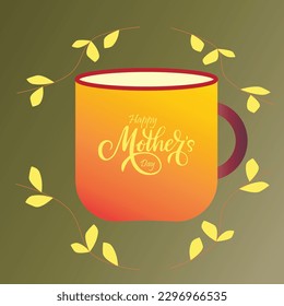 Cute Mug With happy Mother's Day with free Vector