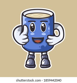 Cute mug mascot character vector illustration