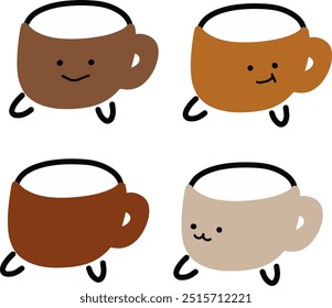 Cute Mug Vectors | Various Expressions | Minimalist Design | 4 Vectors