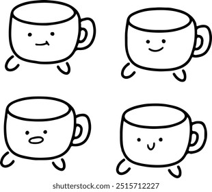 Cute Mug Vectors | Various Expressions | Minimalist Design | 4 Vectors