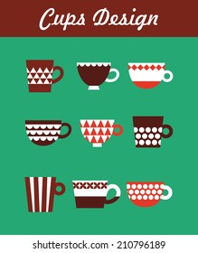 cute mugs collection. vector illustration