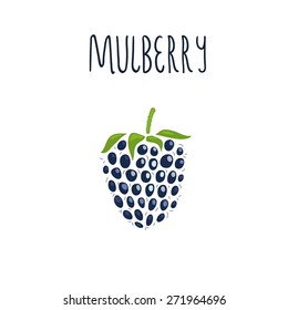Cute mulberry on white background. Vector image.