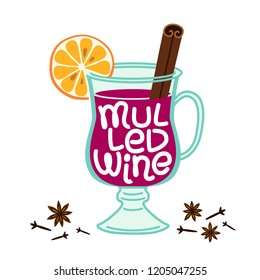 Cute Mulled Wine elements isolated on white