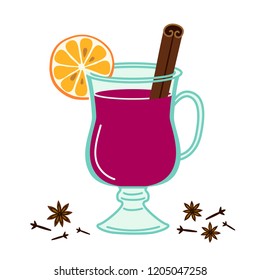 Cute Mulled Wine elements isolated on white
