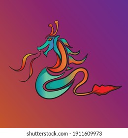 CUTE MULTI COLOR DRAGON VECTOR ILLUSTRATION 