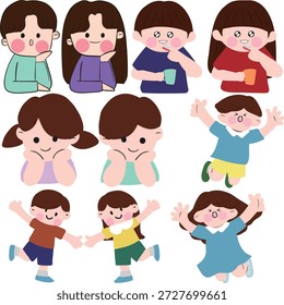 un lindo, multi pose niños
