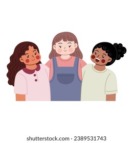 Cute multi race friendship cartoon character
