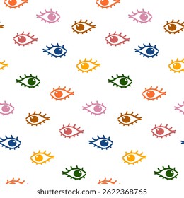 Cute multicolored cartoon eyes seamless pattern. Fun and bright design for kids and digital projects