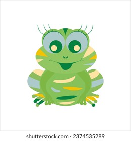 Cute multicolored smiling striped frog. One from the collection for kids. Vector illustration	