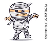 Cute mummy angry cartoon vector icon illustration