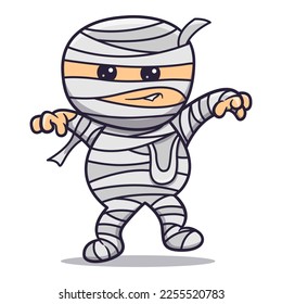 Cute mummy angry cartoon vector icon illustration