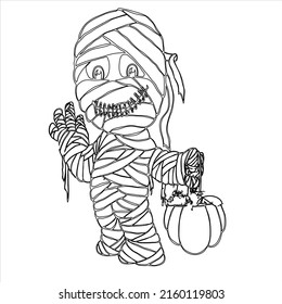  Cute Mummy boy ,  Coloring book for children, Halloween mummy  characters