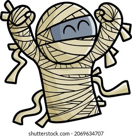 Cute mummy cartoon felling win and happy