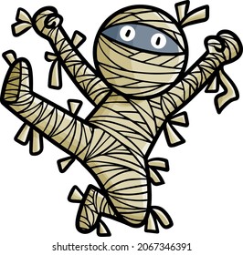 Cute mummy cartoon jumping happily