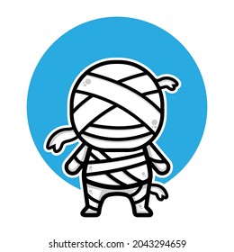Cute mummy Cartoon Vector Icon Illustration. halloween illustration Concept